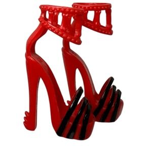 Monster High Replacement Ghoulia Yelps Gloom Beach‎ Red Black Shoes Heels
